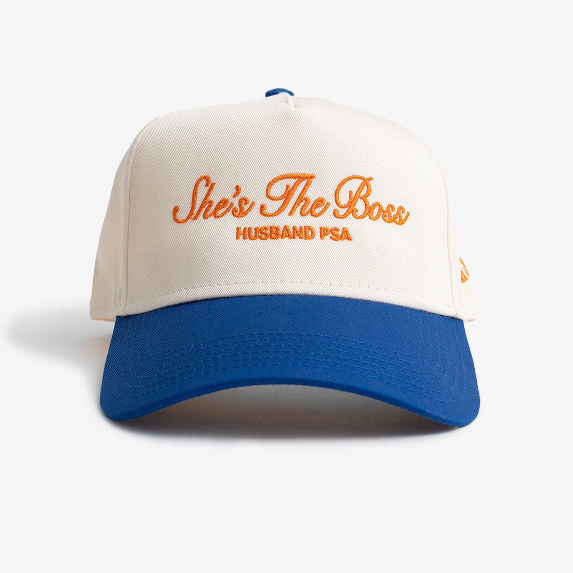 She\'s The Boss – Husband PSA (Tan/Royal) Hat